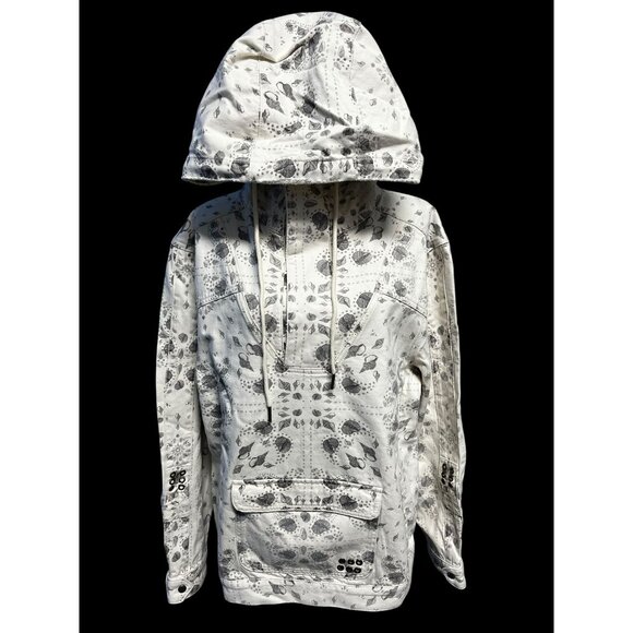 Ser.O.Ya Hoodie UNISEX SM WHITE/GREY SEASHELL Print Kangaroo Pocket GORPCORE - Picture 2 of 13
